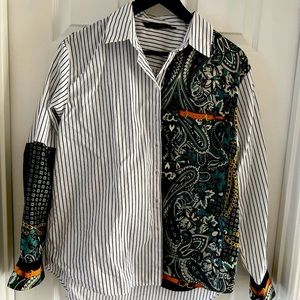 zara women shirt dress printed blouse size small